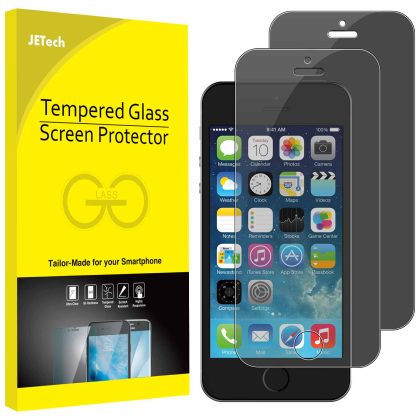 JETech Privacy Screen Protector for iPhone SE (2016 Edition), iPhone 5s, iPhone 5c and iPhone 5, Tempered Glass Film, 2-Pack