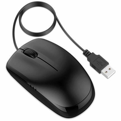 JETech Wired USB Optical Mouse Mice, 3-Button, Black
