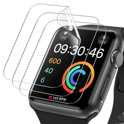 JETech Screen Protector for Apple Watch Series 3/2/1 42mm, Flexible TPU Film, Anti-Scratch HD Clear, 3-Pack