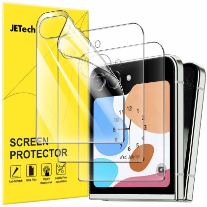 JETech Front Screen Protector for Samsung Galaxy Z Flip 5, Full Coverage PET Film, Case Friendly, HD Clear, 3-Pack