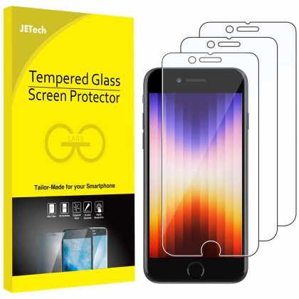 JETech Screen Protector for iPhone SE 3 (2022 3rd Edition) 4.7-Inch, Tempered Glass Film, 3-Pack