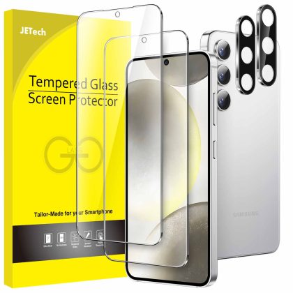 JETech Screen Protector for Samsung Galaxy S24 with Camera Lens Protector, Tempered Glass Film, Fingerprint ID Compatible, HD Clear, 2-Pack Each