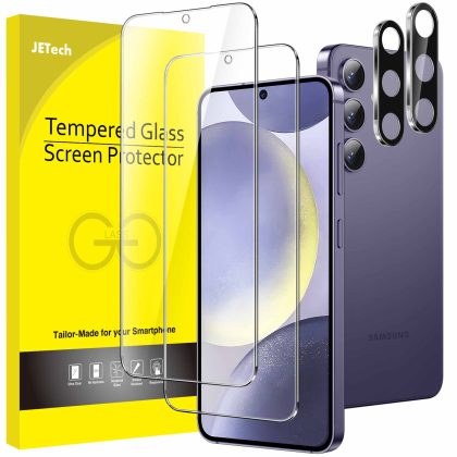 JETech Screen Protector for Samsung Galaxy S24  / S24 Plus with Camera Lens Protector, Tempered Glass Film, Fingerprint ID Compatible, HD Clear, 2-Pack Each