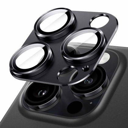 JETech Camera Lens Protector for iPhone 15 Pro 6.1-Inch and iPhone 15 Pro Max 6.7-Inch, Full Coverage 9H Tempered Glass?Ring Cover, Matte Metal Plate, Case Friendly,?1-Pack