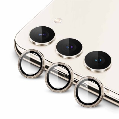 JETech Camera Lens Protector for Samsung Galaxy S23 5G 6.1-Inch / S23 Plus 5G 6.6-Inch, 9H Tempered Glass Metal Individual Ring Cover, Easy Installation Tray, HD Clear, Set of 3 (Cream)