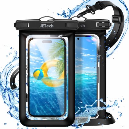JETech Waterproof Phone Pouch, 2 Pack Water Proof Case for iPhone 17 16e 16 15 14 Air Pro Max Plus, Galaxy S25 S24 Ultra, Pixel 10 Series and Others up to 7.2 Inch, IPX8 Dry Bag