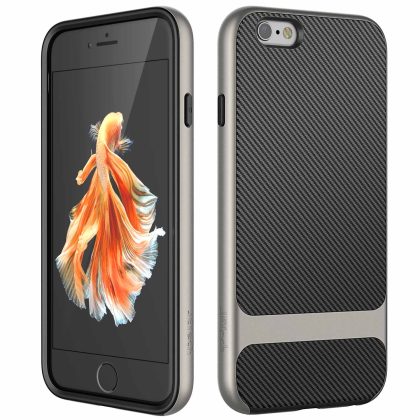 JETech Case for iPhone 6s and iPhone 6, Slim Protective Cover with Shock-Absorption, Carbon Fiber Design (Grey)