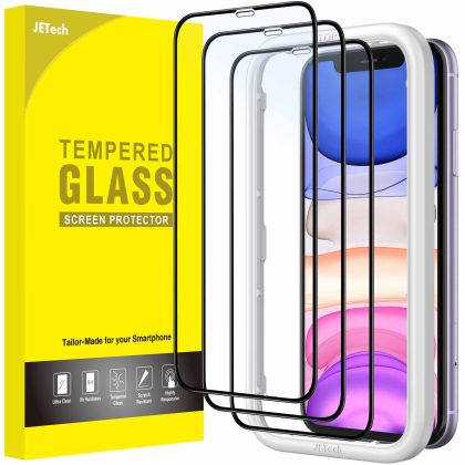 JETech Full Coverage Screen Protector for iPhone 11/XR 6.1-Inch, Tempered Glass Film with Easy Installation Tool, Case-Friendly, HD Clear, 3-Pack
