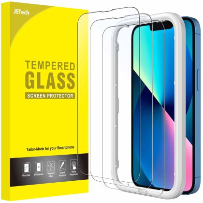 JETech Full Coverage Screen Protector for iPhone 16e 2025, iPhone 13/13 Pro 6.1-Inch, Tempered Glass Film with Easy Installation Tool, Case-Friendly, HD Clear, 3-Pack