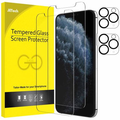 JETech Screen Protector and Camera Lens Protector Compatible with iPhone 11 Pro Max 6.5-Inch, Tempered Glass Film, 2-Pack Each