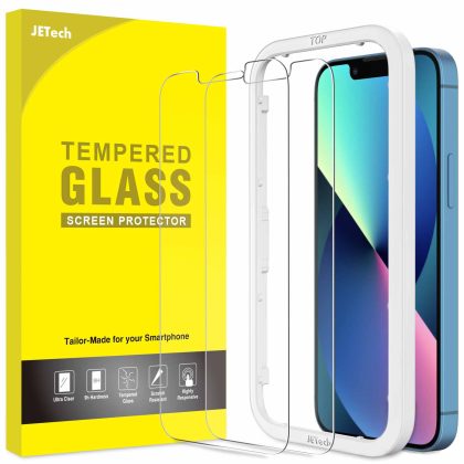 JETech Screen Protector for iPhone 16e 2025, iPhone 13/13 Pro 6.1-Inch, Tempered Glass Film with Easy-Installation Tool, Case-Friendly, HD Clear, 2-Pack