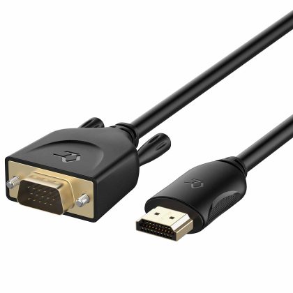 Rankie HDMI to VGA (Male to Male) Cable, Compatible with Computer, Desktop, Laptop, PC, Monitor, Projector, HDTV and More