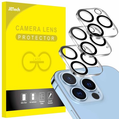 JETech Camera Lens Protector Compatible with iPhone 13 Pro Max 6.7-Inch and iPhone 13 Pro 6.1-Inch, 9H Tempered Glass, HD Clear, Anti-Scratch, Case Friendly, Does Not Affect Night Shots, 3-Pack