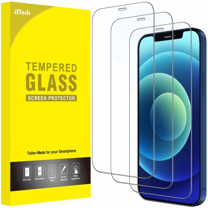 JETech Full Coverage Screen Protector for iPhone 12/12 Pro 6.1-Inch, 9H Tempered Glass Film Case-Friendly, HD Clear, 3-Pack