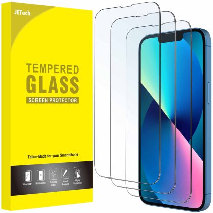 JETech Full Coverage Screen Protector for iPhone 16e 2025, iPhone 13/13 Pro 6.1-Inch, 9H Tempered Glass Film Case-Friendly, HD Clear, 3-Pack