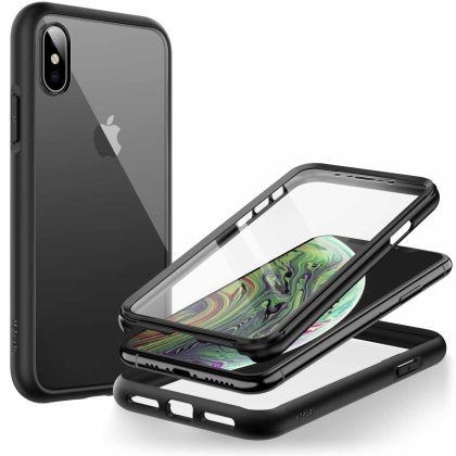 JETech Case for iPhone Xs and iPhone X 5.8 Inch with Built-in Screen Protector Anti-Scratch, 360 Degree Full Body Rugged Phone Cover Clear Back
