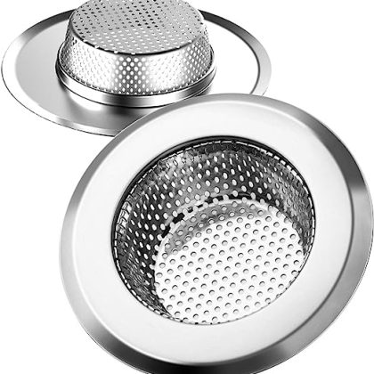 JETech 2-Pack Kitchen Sink Strainer Stainless Steel, Only Suitable for Sink Plug Holes with Diameters > 60mm and Depths > 25mm