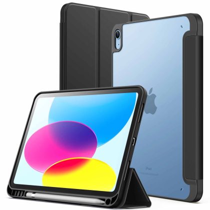 JETech Matte Case for iPad (A16) 11th/10th Generation (2025/2022) with Pencil Holder, Frosted Translucent Back Slim Stand Protective Tablet Cover