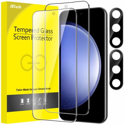 JETech Screen Protector for Samsung Galaxy S23 FE 6.4-Inch with Camera Lens Protector, Tempered Glass Film, Fingerprint ID Compatible, HD Clear, 2-Pack Each