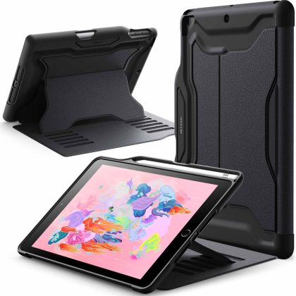 JETech Case for iPad 9.7-Inch 2018/2017 (6th/5th Generation) with Pencil Holder, Protective Multiple Angle Magnetic Stand, Shockproof