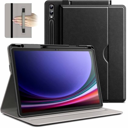 JETech Case for Samsung Galaxy Tab S10 Plus/Tab S9 Plus 12.4-Inch with S Pen Holder, PU Leather Business Folio Stand Protective Tablet Cover with Pocket & Straps, Multi-Angle Viewing