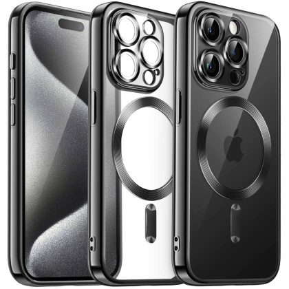 JETech Electroplated Case for iPhone 15 Pro Max 6.7-Inch, Camera Lens Full Protection, Compatible with MagSafe Wireless Charging, Shockproof Soft TPU Phone Cover