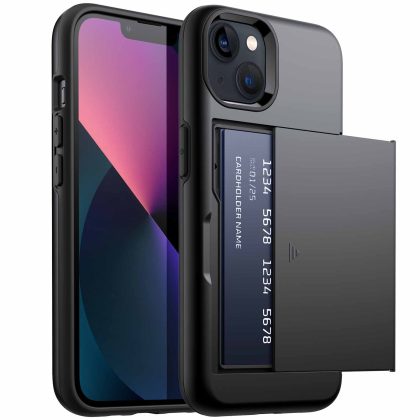 JETech Wallet Case for iPhone 13 6.1-Inch with Card Holder, Dual Layer Shockproof Protective Phone Cover, Sliding Hidden Slot