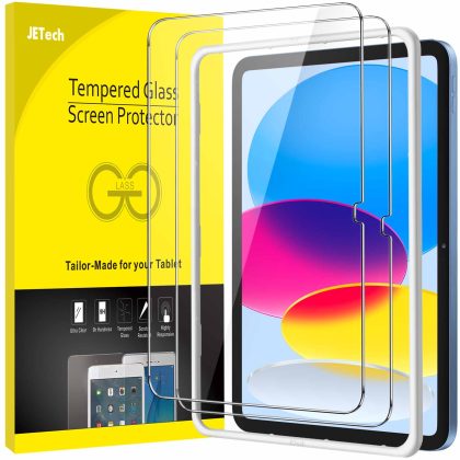 JETech Screen Protector for iPad (A16) 11th/10th Generation (2025/2022) with Easy Installation Frame, Tempered Glass Film, HD Clear, 2-Pack