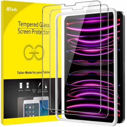 JETech Screen Protector for iPad Pro 11-Inch (2022/2021/2020/2018 Model) and iPad Air 5/4 10.9-Inch with Easy Installation Frame, Tempered Glass Film, HD Clear, 2-Pack