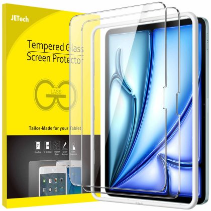 JETech Screen Protector for iPad Air 11-Inch M3/M2 (2025/2024) with Easy Installation Frame, Tempered Glass Film, HD Clear, 2-Pack