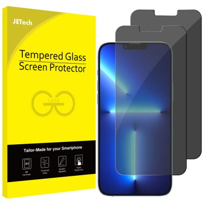 JETech Privacy Screen Protector for iPhone 13 Pro Max 6.7-Inch, Anti Spy Tempered Glass Film, 2-Pack