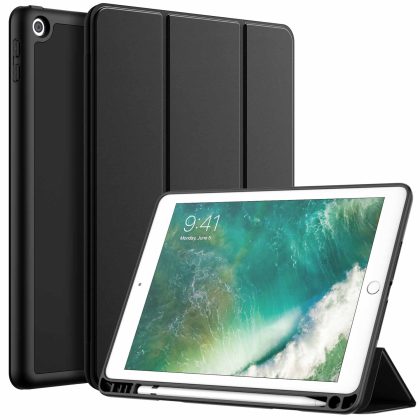 JETech Case for iPad 9.7-Inch (6th/5th Generation, 2018/2017) with Pencil Holder, Slim Tablet Cover with Soft TPU Back, Auto Wake/Sleep