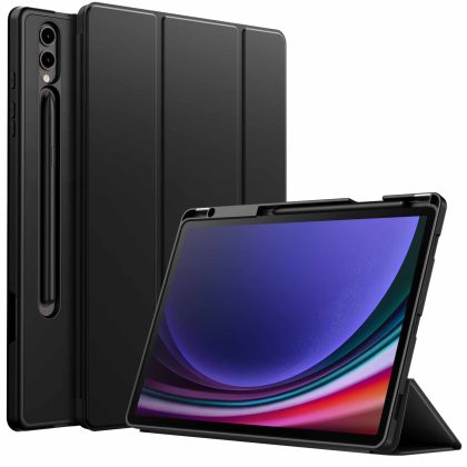 JETech Case for Samsung Galaxy Tab S10 Plus/Tab S9 Plus 12.4 Inch with S Pen Holder, Soft TPU Tri-Fold Stand Protective Tablet Cover, Support S Pen Charging, Auto Wake/Sleep