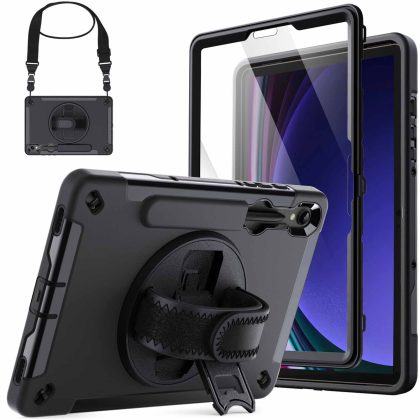 JETech Case for Samsung Galaxy Tab S9 11-Inch with Built-in Screen Protector and S Pen Holder, Heavy Duty Rugged Shockproof Protective Tablet Cover, 360 Degree Rotating Hand Strap Stand