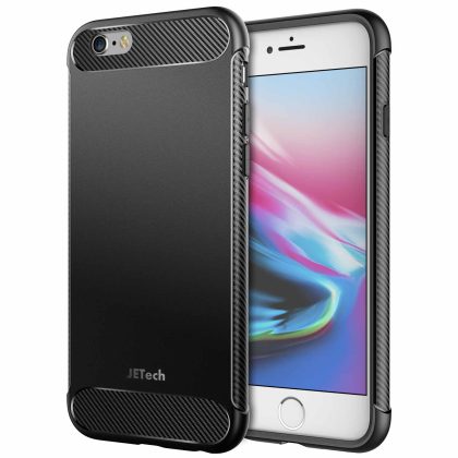 JETech Case for iPhone 6s and iPhone 6, Protective Cover with Shock-Absorption and Carbon Fiber Design, Black