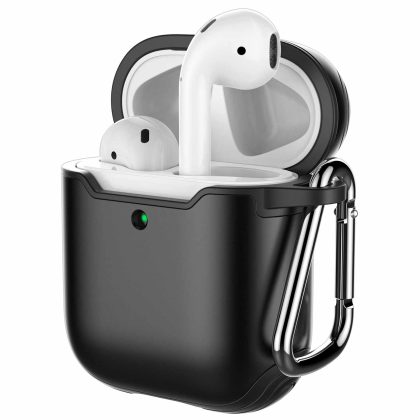 JETech Case Cover for AirPods (1st & 2nd Generation), PC and TPU, Protective Skin with Keychain
