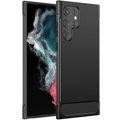 JETech Slim Fit Case for Samsung Galaxy S22 Ultra 5G 6.8-Inch, Thin Phone Cover with Shock-Absorption and Carbon Fiber Design
