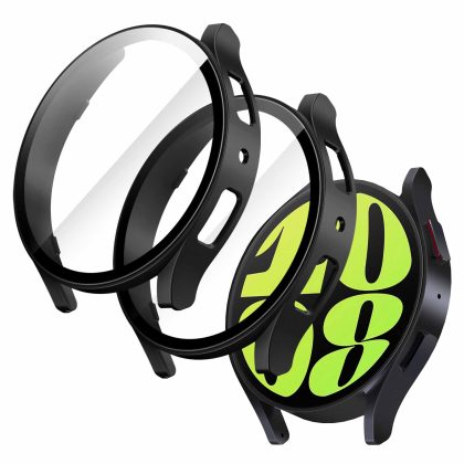 JETech Case with Screen Protector Compatible with Samsung Galaxy Watch 6 44mm, Overall Protective Cover, Built-in Tempered Glass Film High Sensitivity, 2 Pack