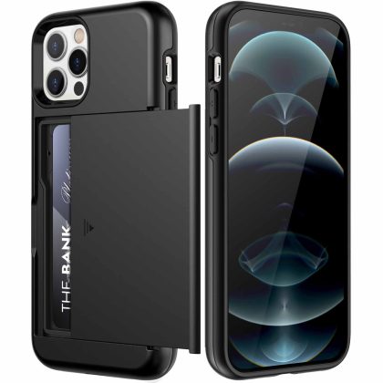 JETech Wallet Case for iPhone 12 Pro Max 6.7-Inch with Card Holder, Dual Layer Shockproof Protective Phone Cover, Sliding Hidden Slot