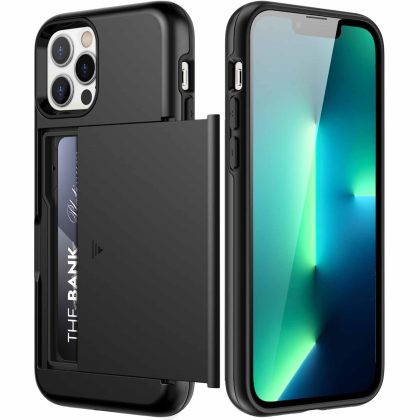 JETech Wallet Case for iPhone 13 Pro 6.1-Inch with Card Holder, Dual Layer Shockproof Protective Phone Cover, Sliding Hidden Slot
