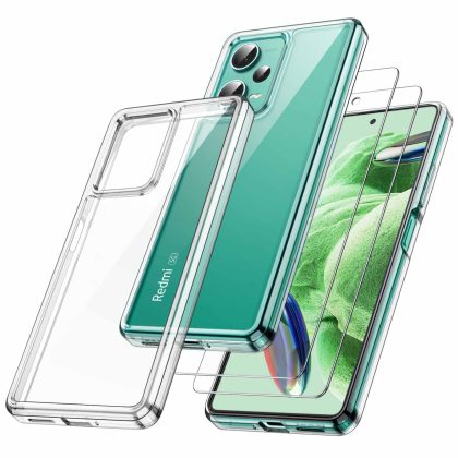 JETech [2 in 1] Case for Xiaomi Redmi Note 12 5G with 2-Pack Screen Protector, Tempered Glass Film, Shockproof Bumper Phone Protective Cover Clear Back