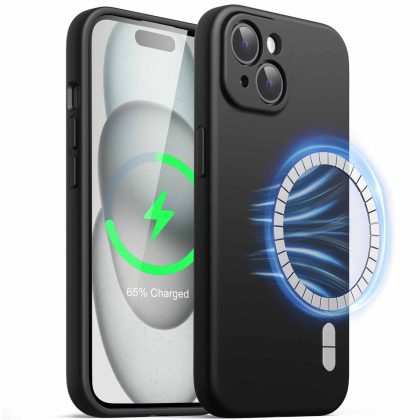 JETech Magnetic Silicone Case for iPhone 15 Plus 6.7-Inch, Compatible with MagSafe, Phone Cover with Camera Lens Full Protection