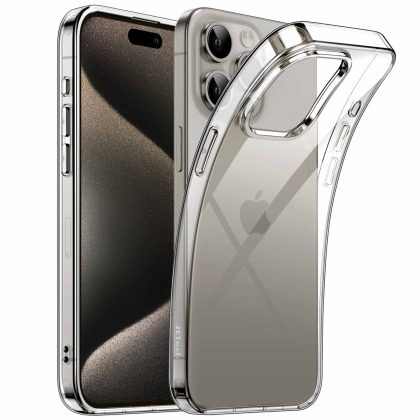 JETech Case for iPhone 15 Pro Max 6.7-Inch, Soft TPU Transparent Slim Protective Phone Cover with Shock-Absorption, Support Wireless Charging