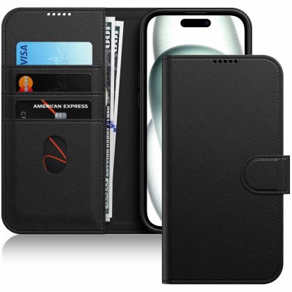 JETech Wallet Case for iPhone 15 Plus 6.7-Inch, Shockproof PU Leather Magnetic Flip Cover with Card Holder, Stand Feature and Full Camera Protection