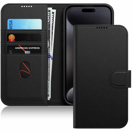 JETech Wallet Case for iPhone 15 Pro 6.1-Inch, Shockproof PU Leather Magnetic Flip Cover with Card Holder, Stand Feature and Full Camera Protection