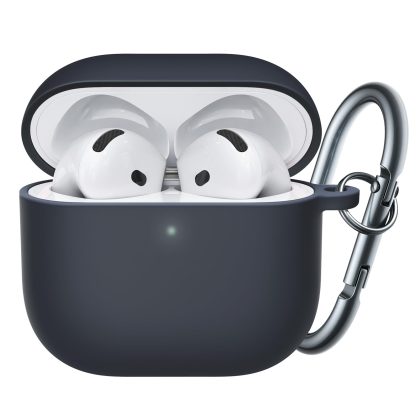 JETech Upgraded Silicone Case Cover for AirPods 4th Generation (2024) with Keychain, Hard PC Interior, Shockproof Protective Skin Shell, Front LED Visible