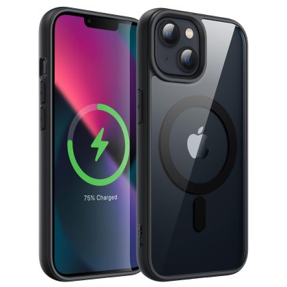 JETech Magnetic Case for iPhone 13 Mini 5.4-Inch Compatible with MagSafe, Shockproof Phone Bumper Cover, Solid Color Matte TPU Frame, Anti-Scratch Clear Back