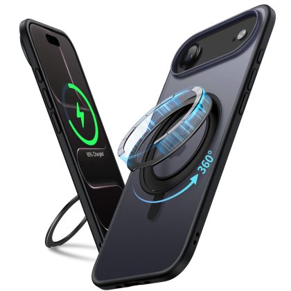 JETech 360 Degree Rotatable Ring Case for iPhone 17 Air with Camera Control Button, Compatible with MagSafe, Slim Shockproof Phone Cover with Stand & Ring Holder, 6.5-Inch Display