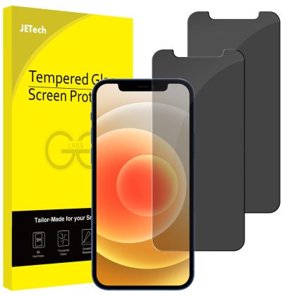 JETech Privacy Screen Protector for iPhone 12/12 Pro 6.1-Inch, Anti Spy Tempered Glass Film, 2-Pack