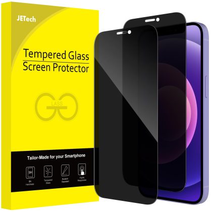 JETech Privacy Full Coverage Screen Protector for iPhone 12 mini 5.4-Inch, Anti-Spy Tempered Glass Film, Edge to Edge Protection Case-Friendly, 2-Pack